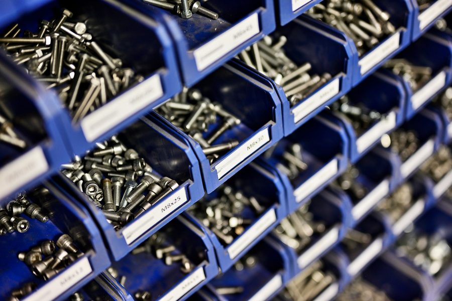 Warehouse bins stocked for a vendor managed inventory program